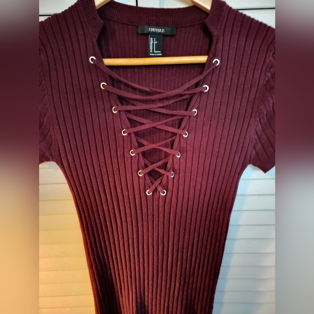 Burgundy tiny sweater dress